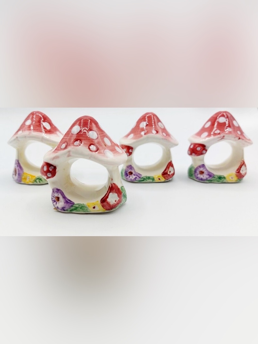 Vintage Ceramic Mushroom Napkin Rings